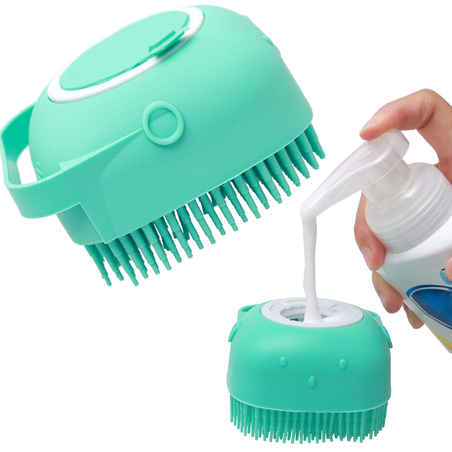 Pet Shampoo Massage Brush with Soap Dispenser