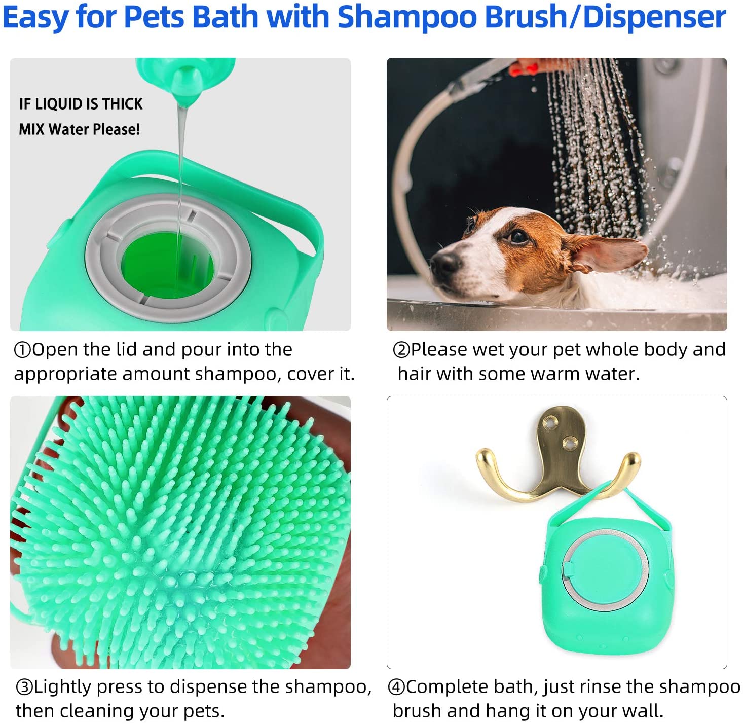 Pet Shampoo Massage Brush with Soap Dispenser