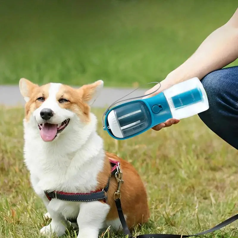 3-in-1 Portable Dog Water Bottle – Food & Water Dispenser for Walks
