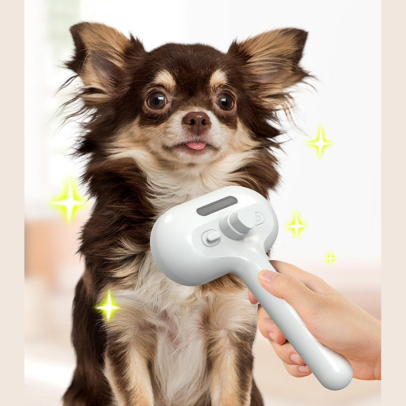 USB Pet Grooming Comb with Built-In Mist & One-Button Hair Removal