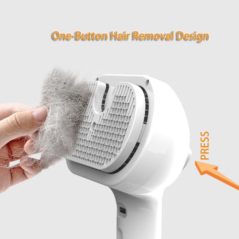 USB Pet Grooming Comb with Built-In Mist & One-Button Hair Removal