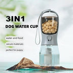 3-in-1 Portable Dog Water Bottle – Food & Water Dispenser for Walks